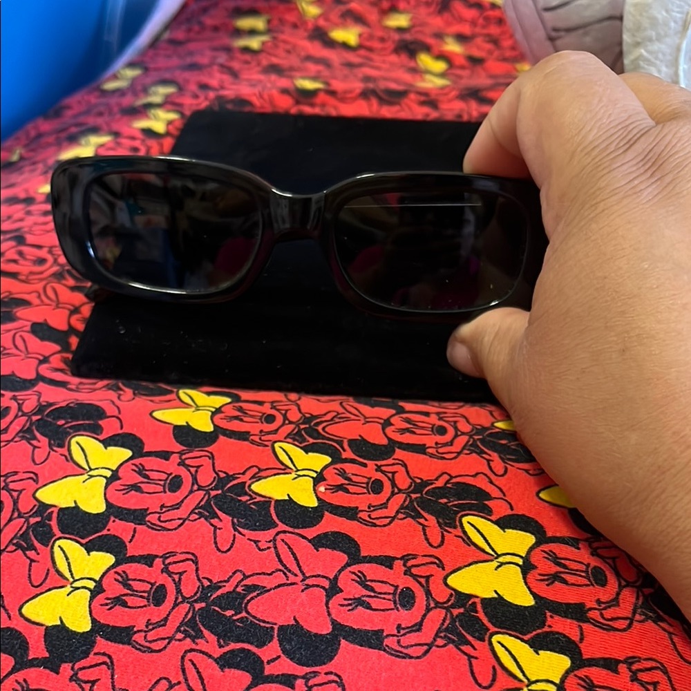 Black Rectangular Wrap-Around Glasses - image 8